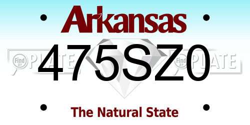 475SZ0 Arkansas License Plate