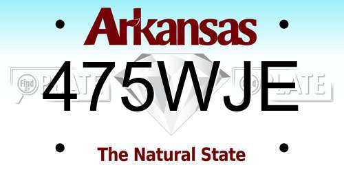 475WJE Arkansas License Plate