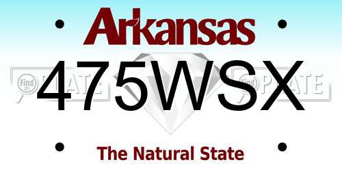 475WSX Arkansas License Plate