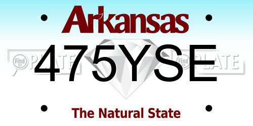475YSE Arkansas License Plate