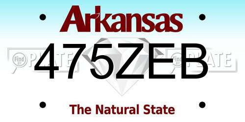 475ZEB Arkansas License Plate