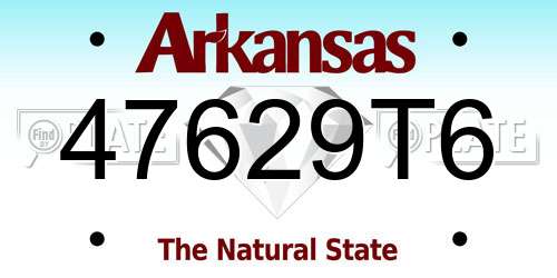 47629T6 Arkansas License Plate