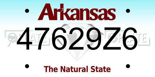 47629Z6 Arkansas License Plate