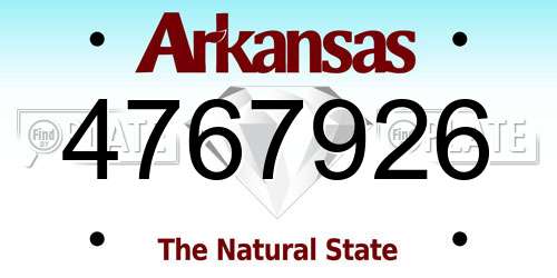 4767926 Arkansas License Plate