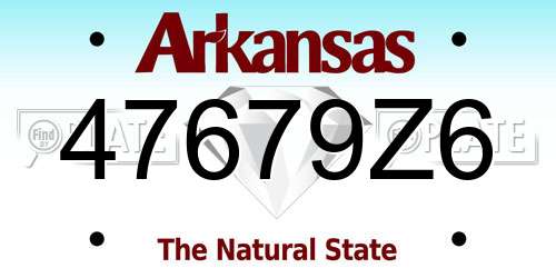 47679Z6 Arkansas License Plate