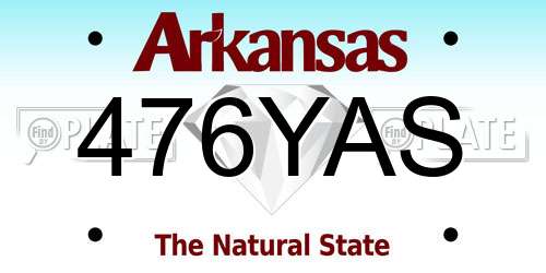 476YAS Arkansas License Plate