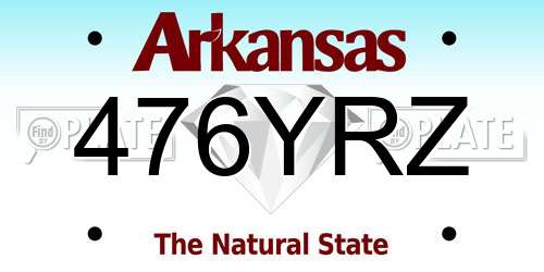476YRZ Arkansas License Plate