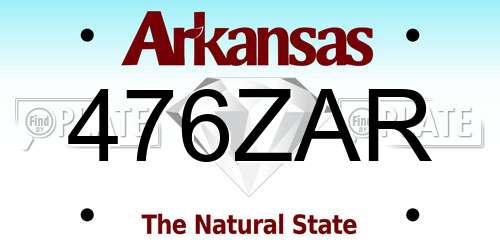 476ZAR Arkansas License Plate