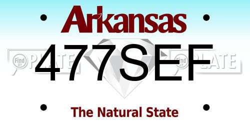 477SEF Arkansas License Plate