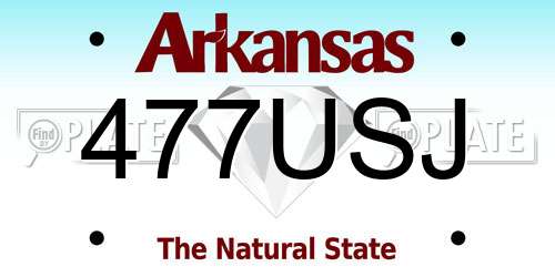 477USJ Arkansas License Plate