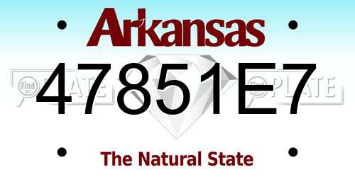 47851E7 Arkansas License Plate