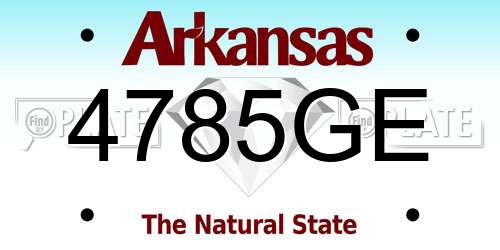 4785GE Arkansas License Plate