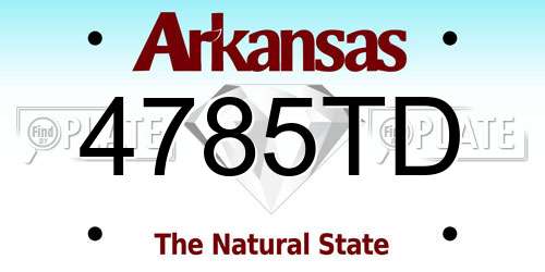 4785TD Arkansas License Plate