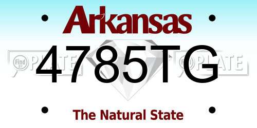 4785TG Arkansas License Plate