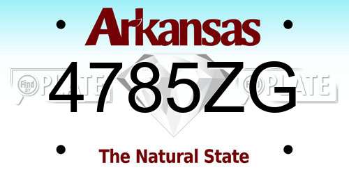 4785ZG Arkansas License Plate