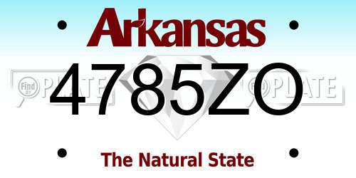 4785ZO Arkansas License Plate