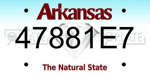 47881E7 Arkansas License Plate