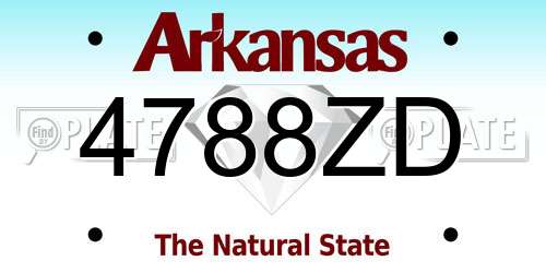 4788ZD Arkansas License Plate