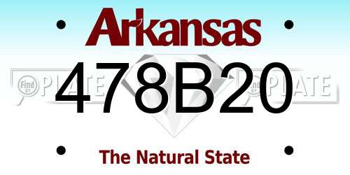 478B20 Arkansas License Plate