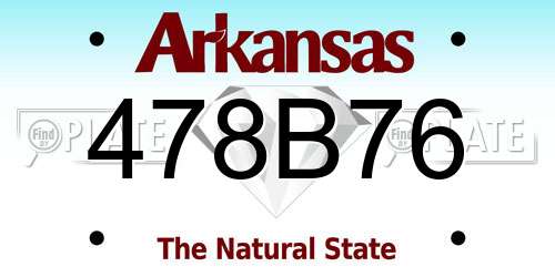 478B76 Arkansas License Plate
