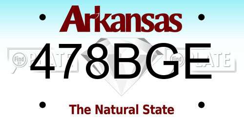 478BGE Arkansas License Plate