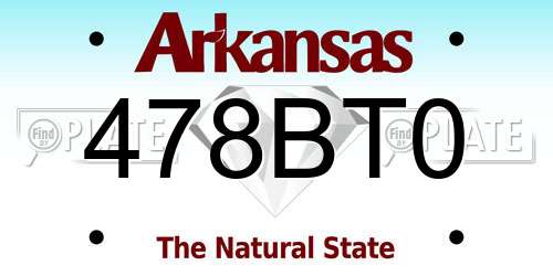 478BT0 Arkansas License Plate