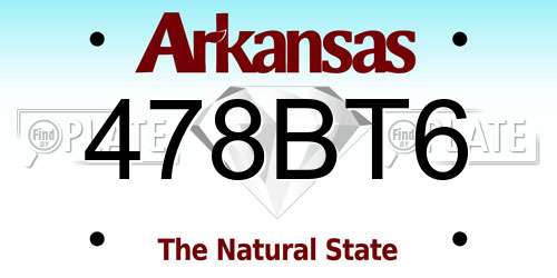 478BT6 Arkansas License Plate