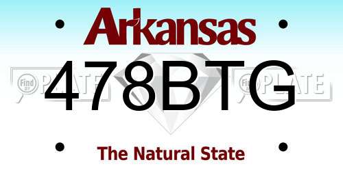 478BTG Arkansas License Plate