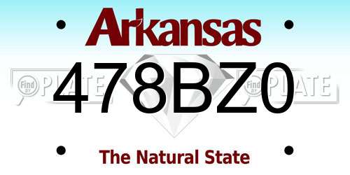 478BZ0 Arkansas License Plate