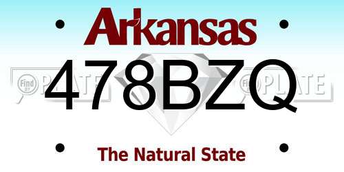478BZQ Arkansas License Plate