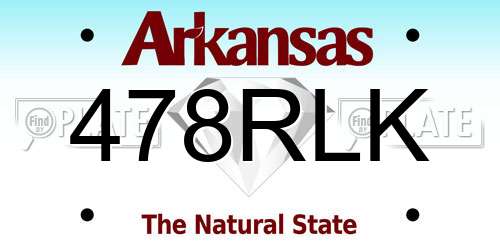 478RLK Arkansas License Plate