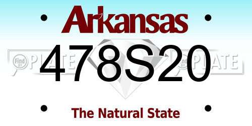 478S20 Arkansas License Plate