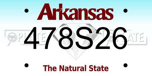 478S26 Arkansas License Plate