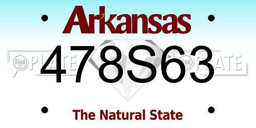 478S63 Arkansas License Plate