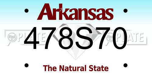 478S70 Arkansas License Plate