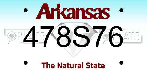 478S76 Arkansas License Plate