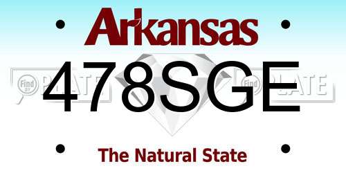 478SGE Arkansas License Plate