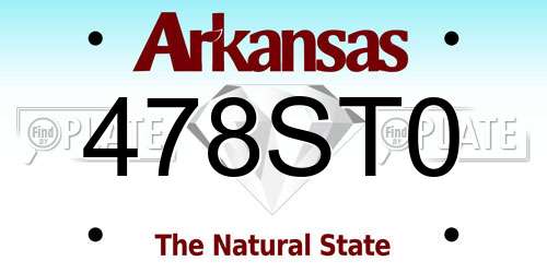 478ST0 Arkansas License Plate