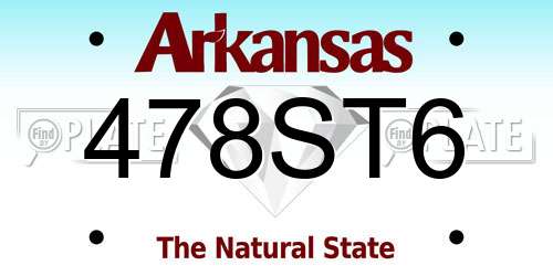 478ST6 Arkansas License Plate