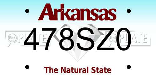 478SZ0 Arkansas License Plate