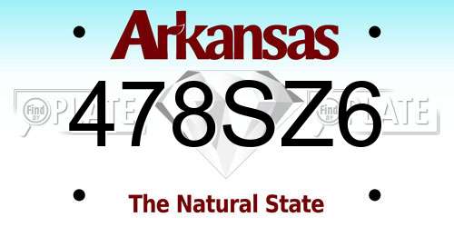 478SZ6 Arkansas License Plate