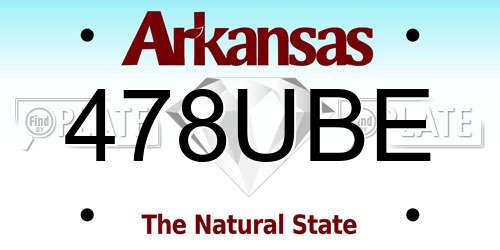478UBE Arkansas License Plate