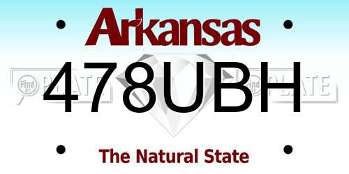 478UBH Arkansas License Plate