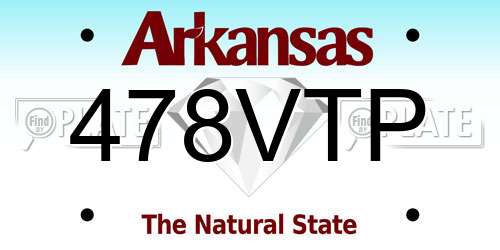 478VTP Arkansas License Plate