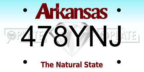 478YNJ Arkansas License Plate