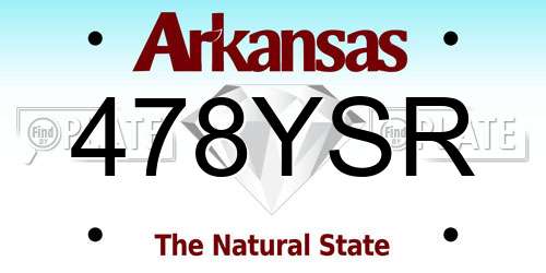478YSR Arkansas License Plate