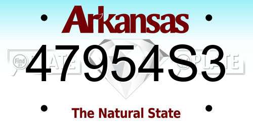 47954S3 Arkansas License Plate