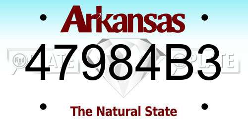 47984B3 Arkansas License Plate