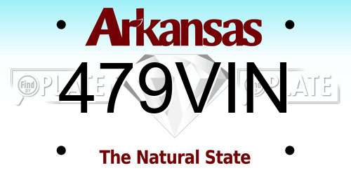 479VIN Arkansas License Plate
