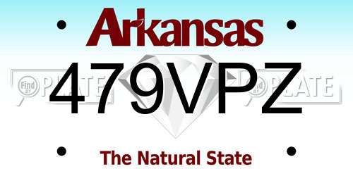 479VPZ Arkansas License Plate